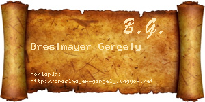 Breslmayer Gergely névjegykártya